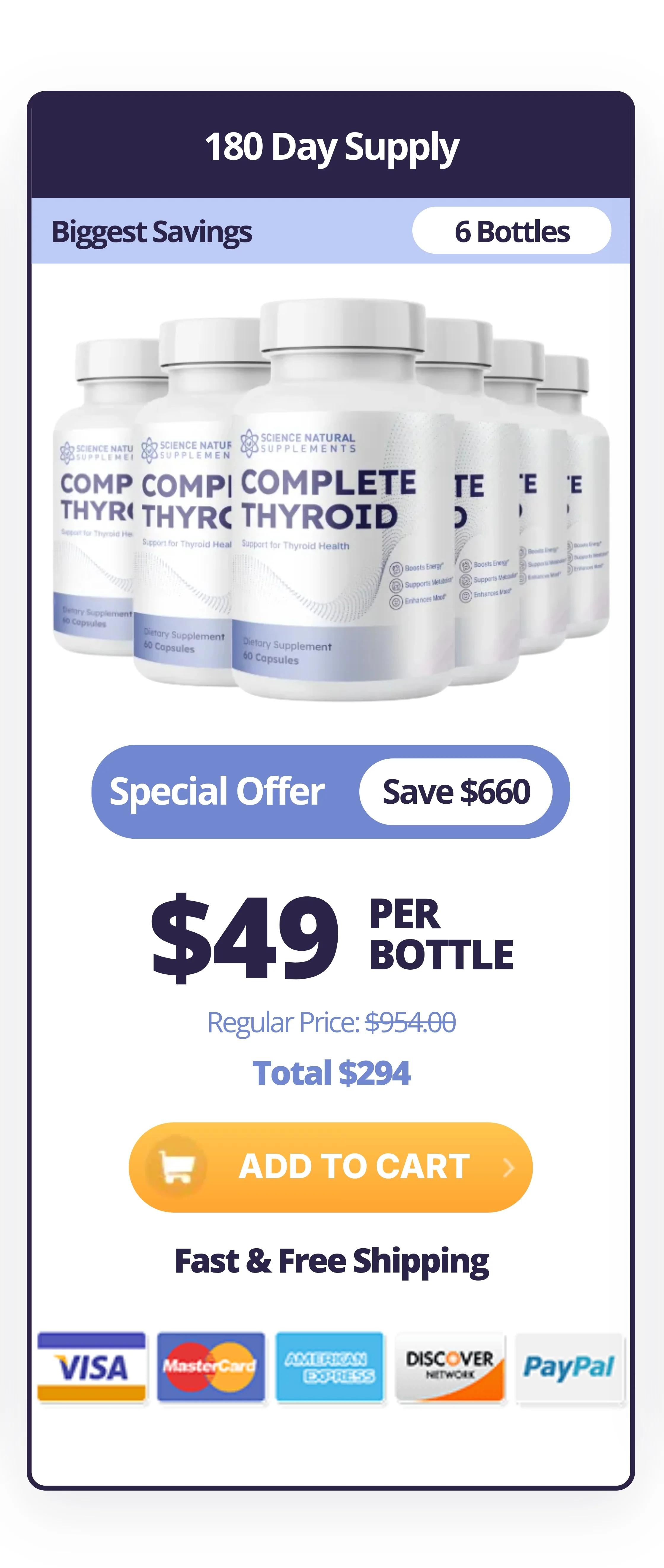Complete Thyroid™ 6 bottles pricing